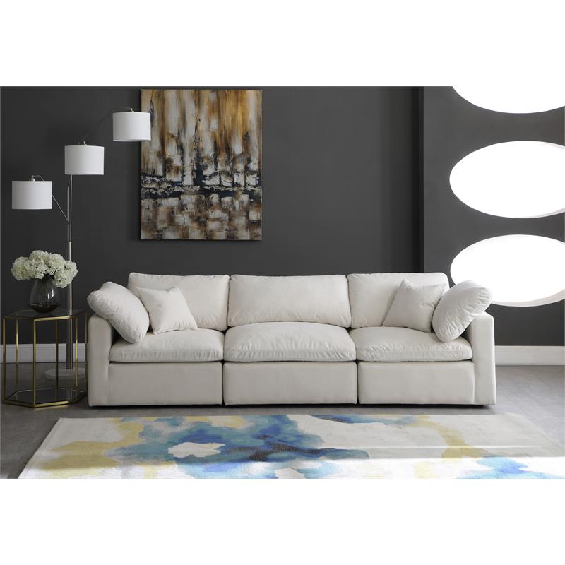 Pemberly Row Modern / Contemporary Standard Cream Velvet Modular Sofa
