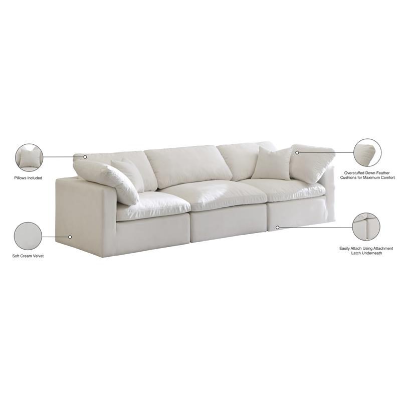 Pemberly Row Modern / Contemporary Standard Cream Velvet Modular Sofa