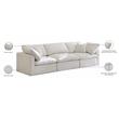 Pemberly Row Modern / Contemporary Standard Cream Velvet Modular Sofa