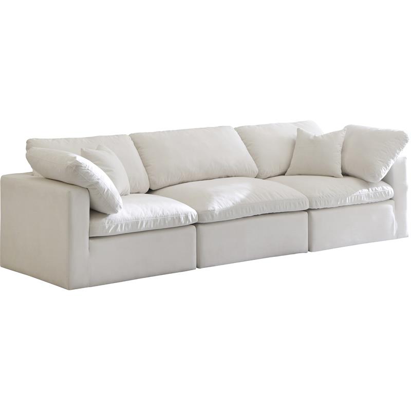 Pemberly Row Modern / Contemporary Standard Cream Velvet Modular Sofa