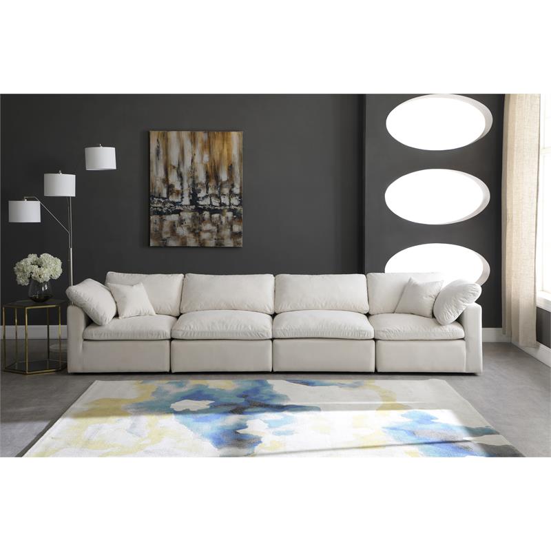 Pemberly Row Modern / Contemporary Standard Cream Velvet Modular Sofa