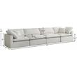 Pemberly Row Modern / Contemporary Standard Cream Velvet Modular Sofa