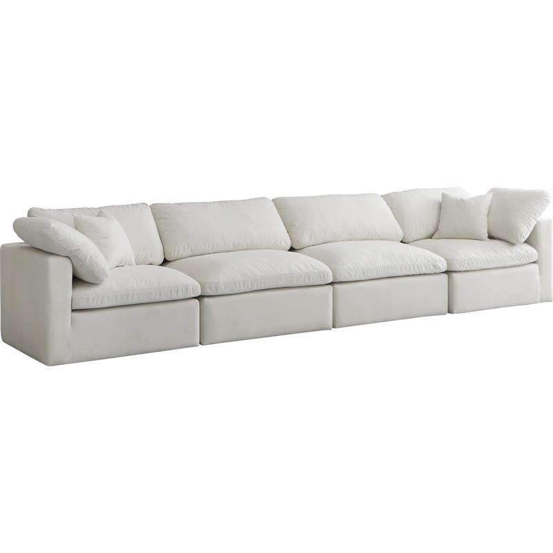 Pemberly Row Modern / Contemporary Standard Cream Velvet Modular Sofa