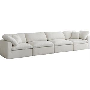 Pemberly Row Modern / Contemporary Standard Cream Velvet Modular Sofa