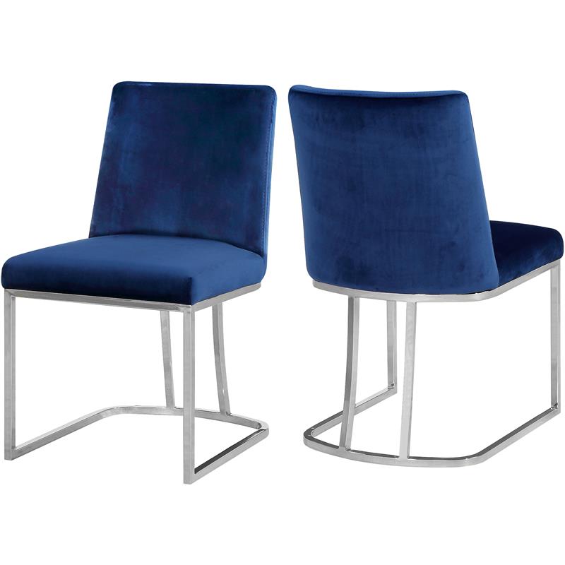 Pemberly Row Modern / Contemporary Navy Velvet Dining Chair (Set of 2)