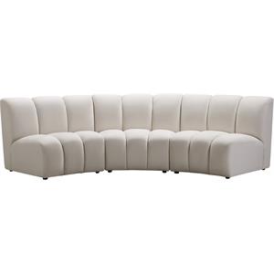 Pemberly Row 3-Piece Contemporary Velvet Modular Sectional in Cream