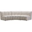 Pemberly Row 3-Piece Contemporary Velvet Modular Sectional in Cream