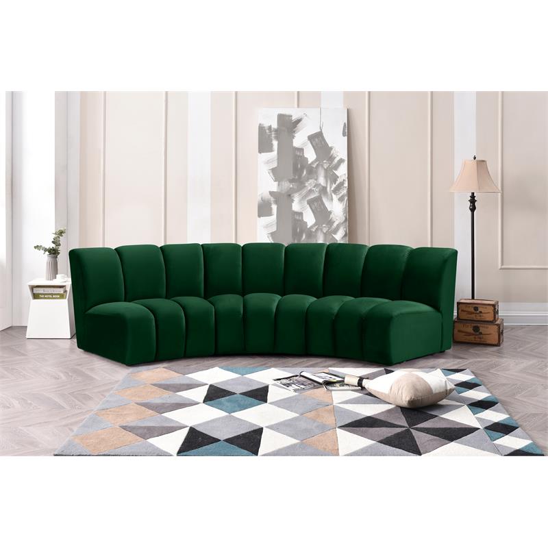 Pemberly Row 3-Piece Contemporary Velvet Modular Sectional in Green