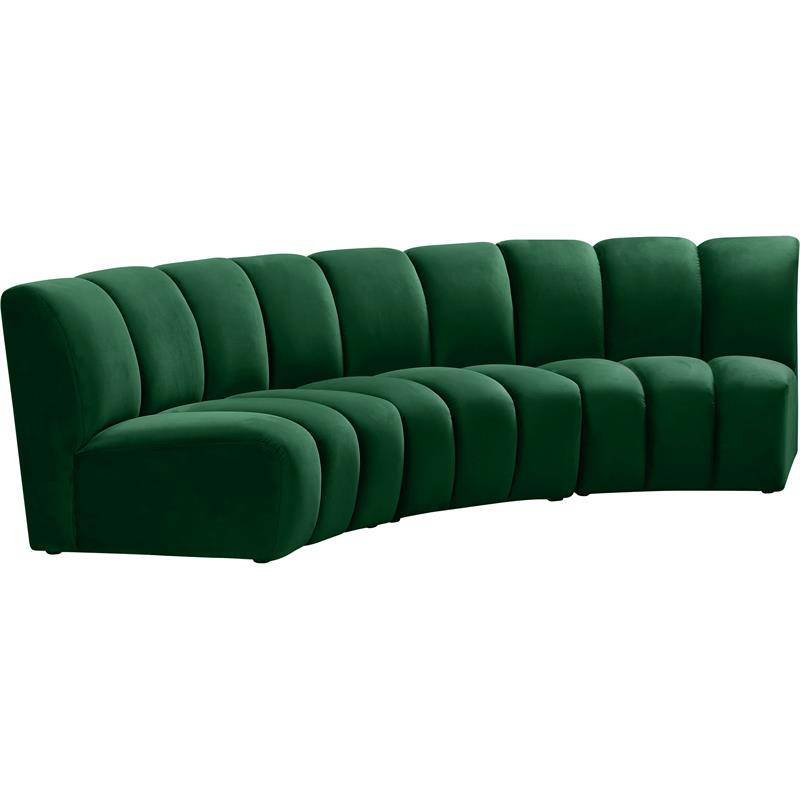 Pemberly Row 3-Piece Contemporary Velvet Modular Sectional in Green