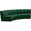 Pemberly Row 3-Piece Contemporary Velvet Modular Sectional in Green