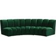 Pemberly Row 3-Piece Contemporary Velvet Modular Sectional in Green
