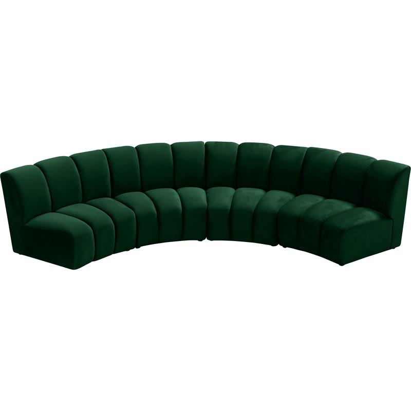 Pemberly Row 4-Piece Contemporary Velvet Modular Sectional in Green