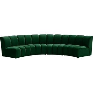 Pemberly Row 4-Piece Contemporary Velvet Modular Sectional in Green