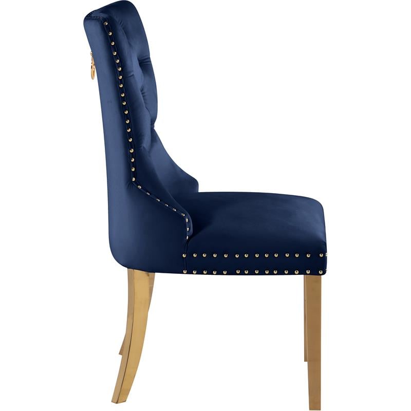 Pemberly Row Contemporary Velvet Dining Chair in Navy (Set of 2)