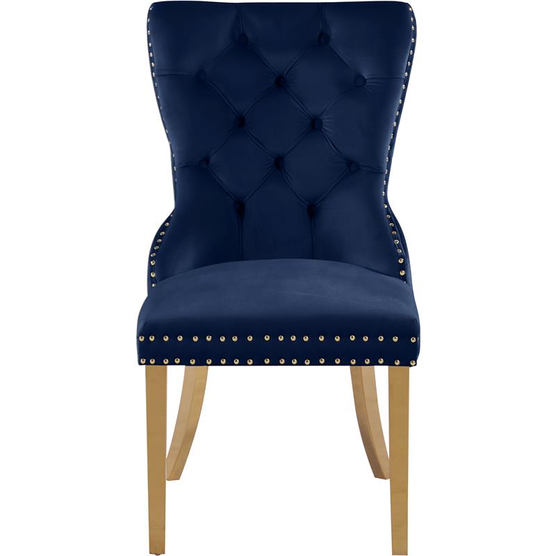Pemberly Row Contemporary Velvet Dining Chair in Navy (Set of 2)