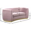 Pemberly Row Modern / Contemporary Velvet Loveseat in Pink Finish