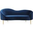 Pemberly Row Modern / Contemporary Velvet Loveseat in Navy Finish