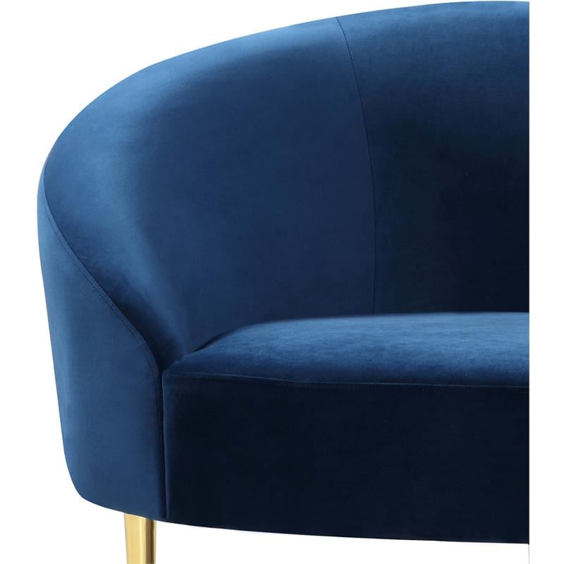 Pemberly Row Modern / Contemporary Velvet Loveseat in Navy Finish