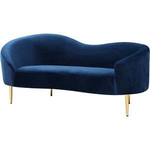 Pemberly Row Modern / Contemporary Velvet Loveseat in Navy Finish