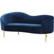 Pemberly Row Modern / Contemporary Velvet Loveseat in Navy Finish