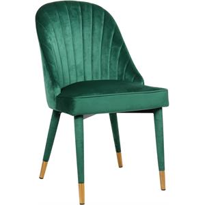 Pemberly Row 19.7&quot Contemporary Velvet Dining Chair in Green (Set of 2)