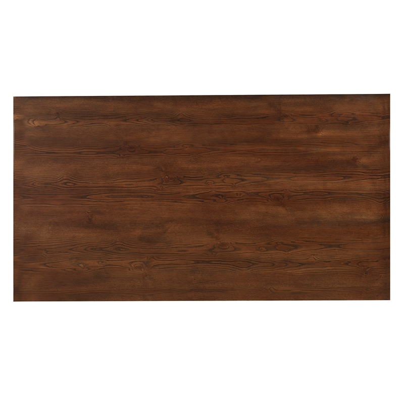 Pemberly Row Modern Wood Trestle Dining Table in Dark Oak (Brown)