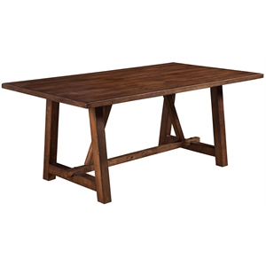 Pemberly Row Modern Wood Trestle Dining Table in Dark Oak (Brown)