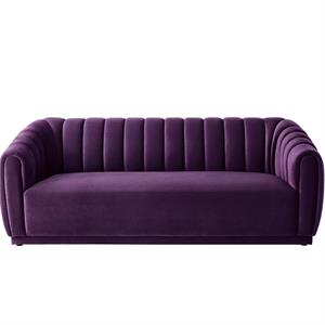 Pemberly Row Modern 85&quot Velvet Upholstered Sofa in Purple Finish