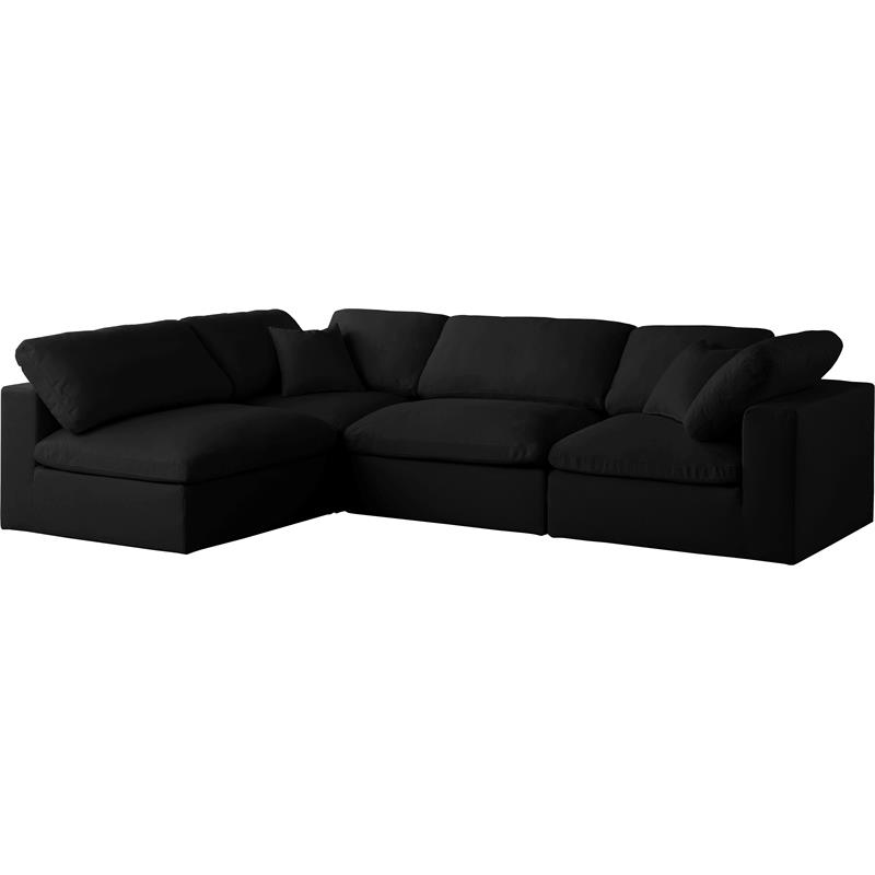 Pemberly Row Modern Black Velvet Finish Standard Modular Sectional