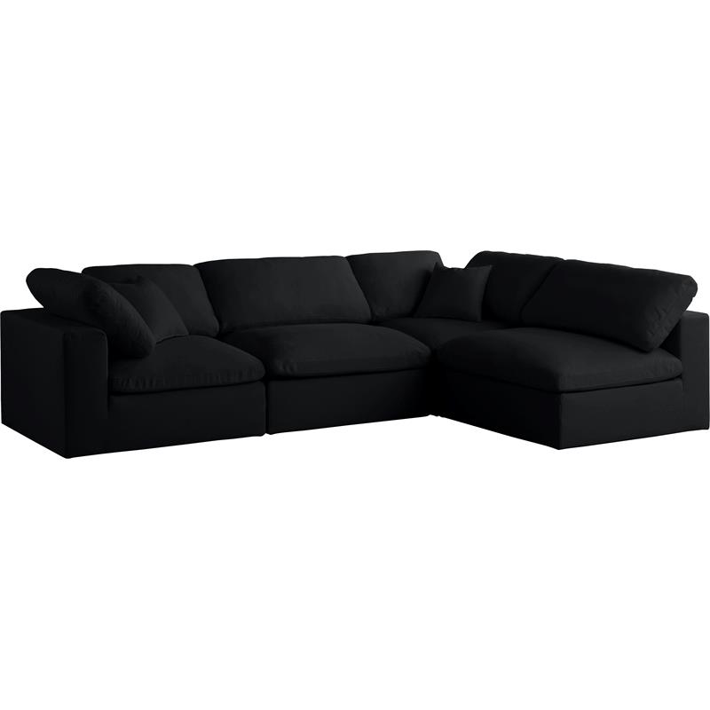 Pemberly Row Modern Black Velvet Finish Standard Modular Sectional