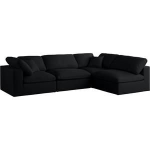 Pemberly Row Modern Black Velvet Finish Standard Modular Sectional