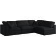 Pemberly Row Modern Black Velvet Finish Standard Modular Sectional