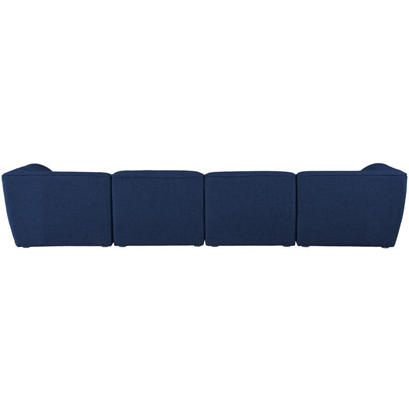 Pemberly Row Contemporary Durable Linen Polyester Fabric Modular Sofa in Navy