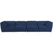 Pemberly Row Contemporary Durable Linen Polyester Fabric Modular Sofa in Navy
