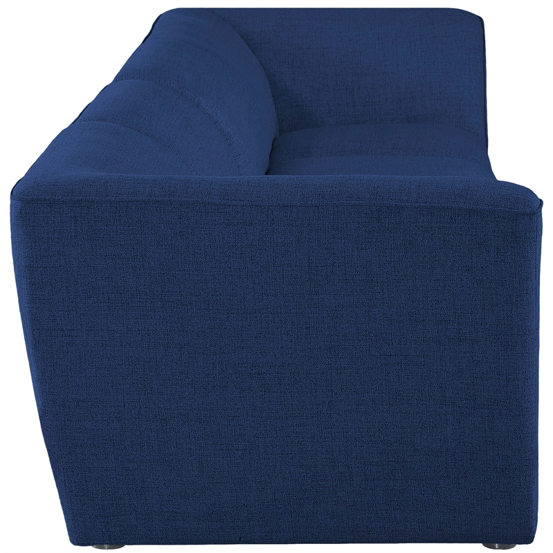 Pemberly Row Contemporary Durable Linen Polyester Fabric Modular Sofa in Navy