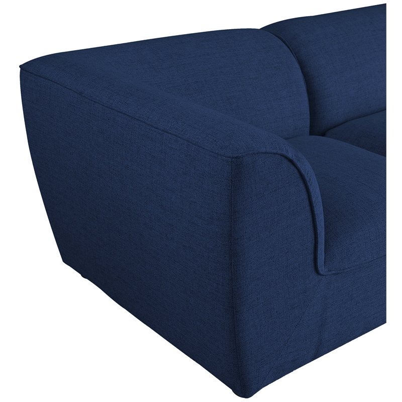 Pemberly Row Contemporary Durable Linen Polyester Fabric Modular Sofa in Navy