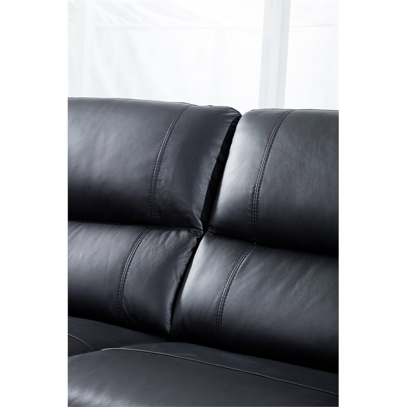 Pemberly Row Modern Black Color With Italian Leather Loveseat