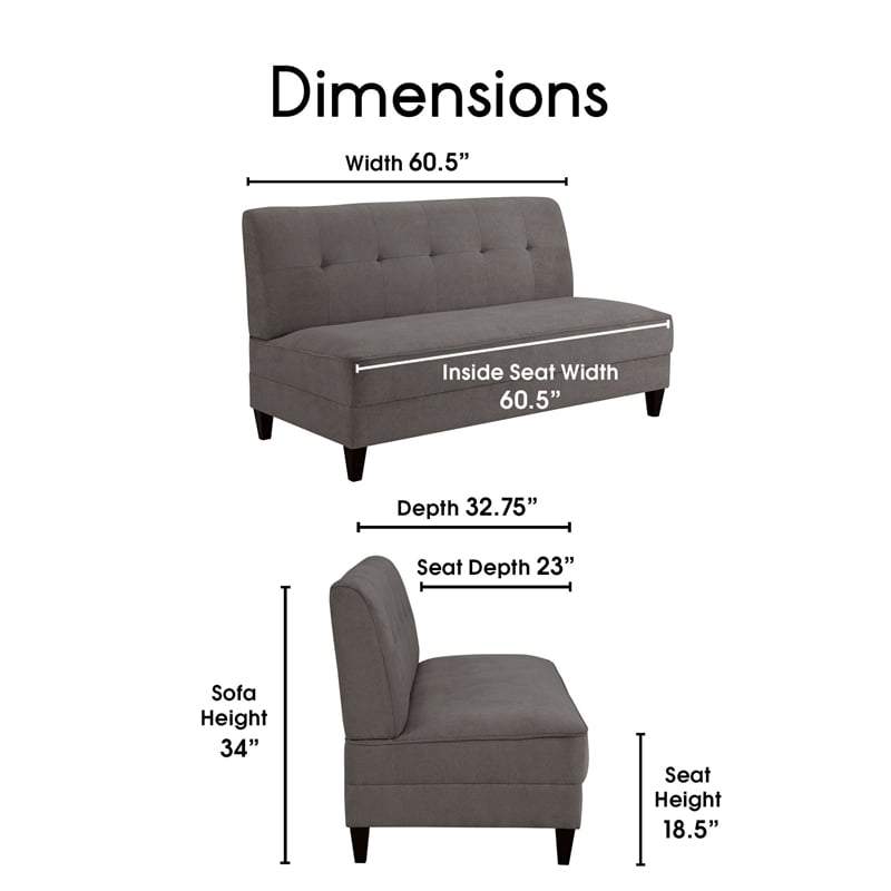 Pemberly Row Mid-Century Modern Sofa - French Dark Gray Finish