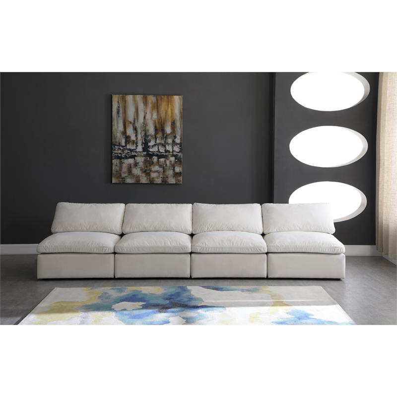 Pemberly Row Modern Standard Cream Velvet Modular Armless Sofa
