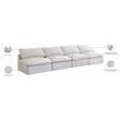 Pemberly Row Modern Standard Cream Velvet Modular Armless Sofa