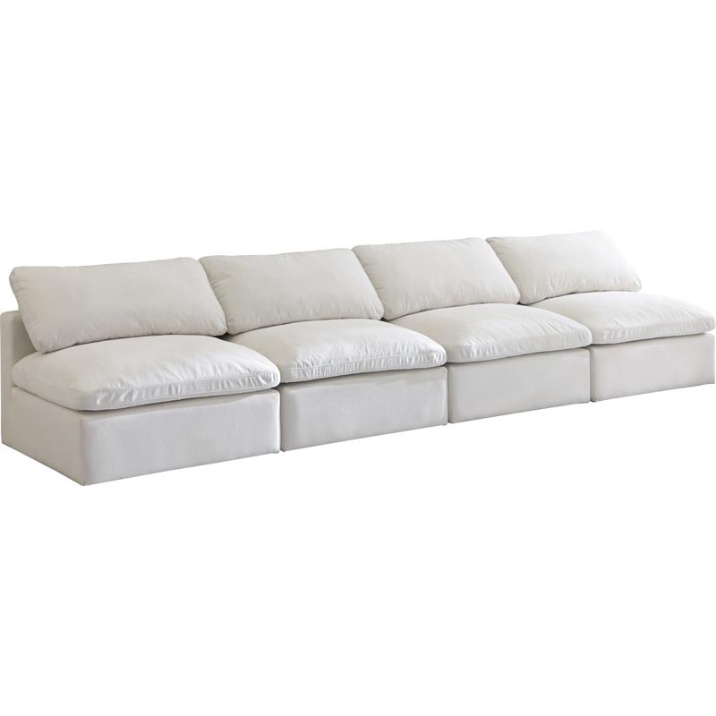 Pemberly Row Modern Standard Cream Velvet Modular Armless Sofa