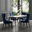 Pemberly Row Modern Velvet Dining Chair in Navy Blue (Set of 2)