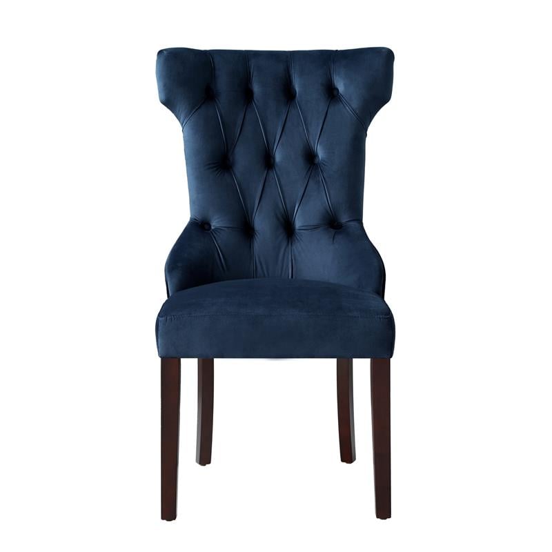 Pemberly Row Modern Velvet Dining Chair in Navy Blue (Set of 2)