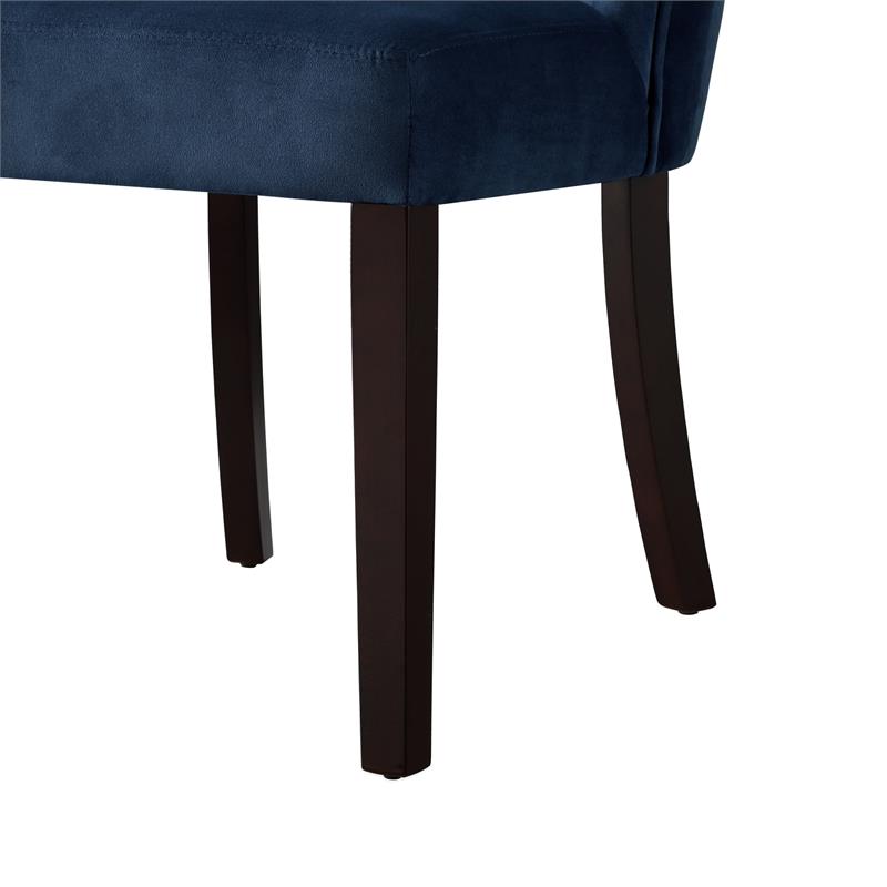 Pemberly Row Modern Velvet Dining Chair in Navy Blue (Set of 2)