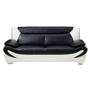 Pemberly Row Modern Black and White Color With Faux Leather Sofa