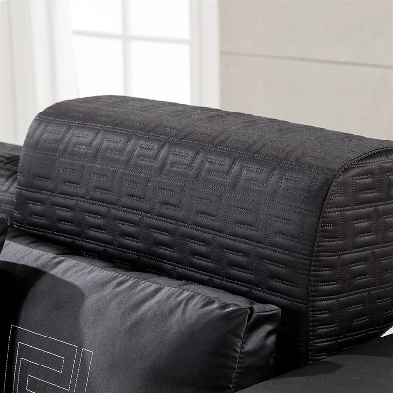 Pemberly Row Modern Black Color With Faux Leather and Fabric Sofa