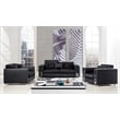 Pemberly Row Modern Black Color With Faux Leather and Fabric Sofa