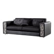 Pemberly Row Modern Black Color With Faux Leather and Fabric Sofa