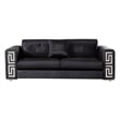 Pemberly Row Modern Black Color With Faux Leather and Fabric Sofa