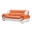 Pemberly Row Modern Orange and White Color With Faux Leather Sofa